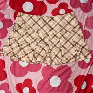 Forever 21 Tan and Brown Plaid Skirt